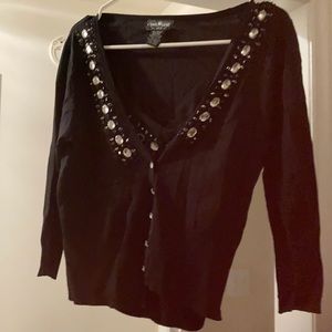 Embellished black sweater and tank